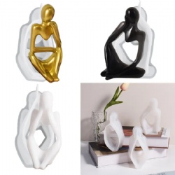 Resin plaster thinker portrait body candle silicone mold resin art table decorative mold